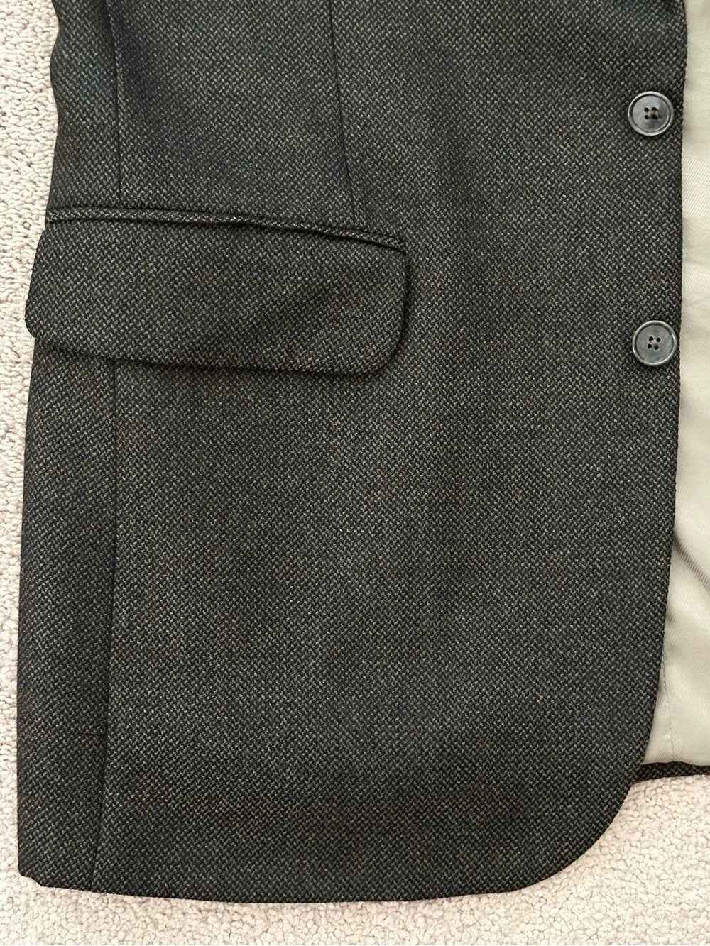 Vintage 90s Oscar De La Renta 100% Wool Dark Green & Brown Blazer Jacket